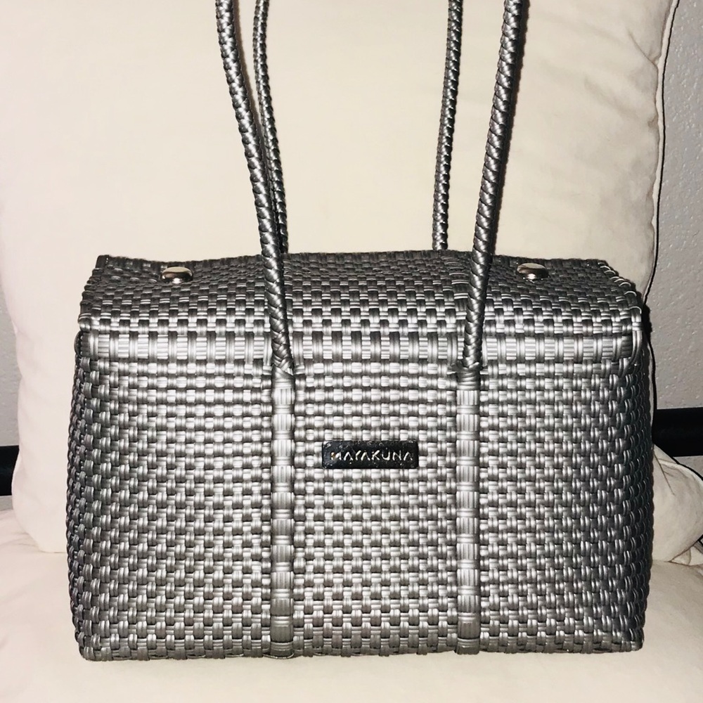 Basket Weave Grey Handbag